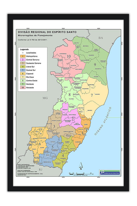 Poster Mapa Divisão Regional Do Espirito Santo - Mapas - Geografia - Educativo