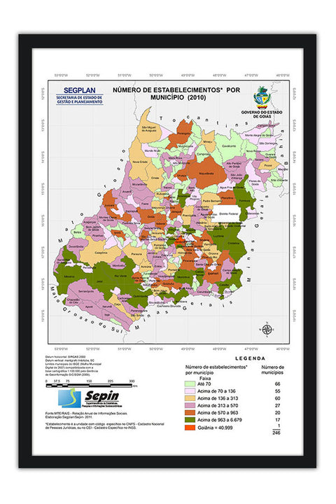 Poster Mapa - Numero De Estabelecimentos Por Município Goiás - Mapas - Geografia - Educativo