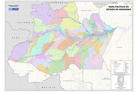 Poster Mapa Político Estado Do Amazonas - Mapas - Geografia - Educativo