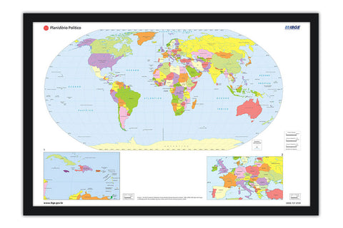 Poster Mapa - Planisfério Político Mundi - Mapas - Geografia - Educativo