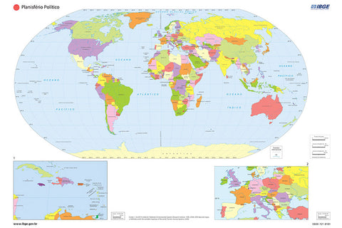 Poster Mapa - Planisfério Político Mundi - Mapas - Geografia - Educativo