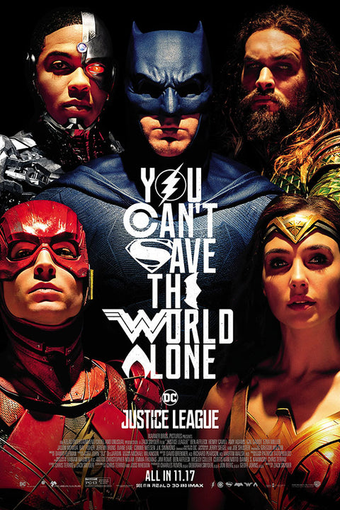 Poster You Cant Save The World Alone - Justice League - Liga Da Justiça