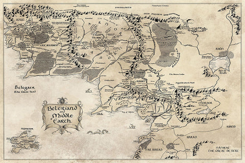 Poster Middle Earth Map - Mapa da Terra Média - Hobbit - Mapas