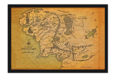 Poster Middle Earth Map - Mapa da Terra Média - Hobbit - Mapas