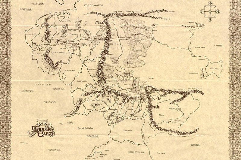 Poster Middle Earth Map - Mapa da Terra Média - Hobbit - Mapas