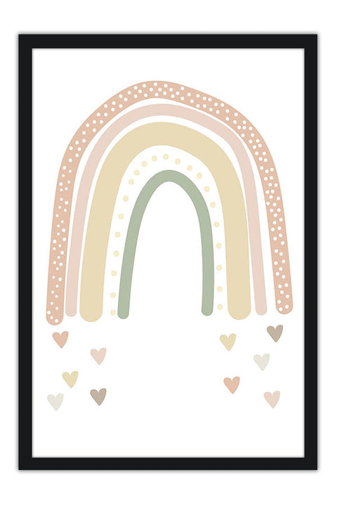 Poster Arco Iris e Corações - Cores Pastel - Decoração