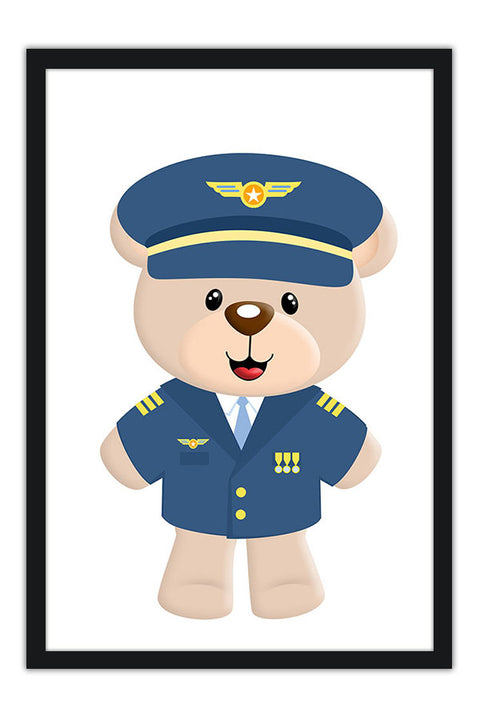 Poster Urso Piloto - Avião - Quarto De Bebê - Baby Room - Infantil