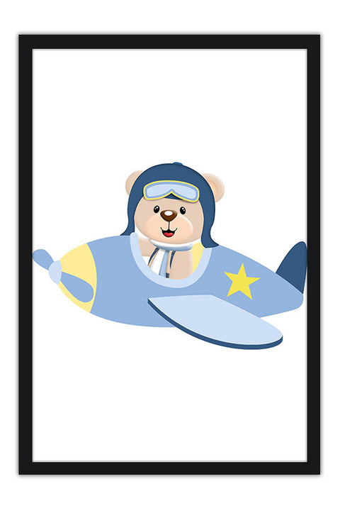 Poster Urso - Avião - Quarto De Bebê - Baby Room - Infantil