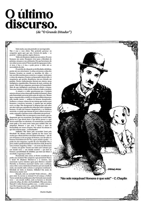 Poster “O último discurso” de O Grande Ditador - Charles Chaplin - Clássicos - Filmes