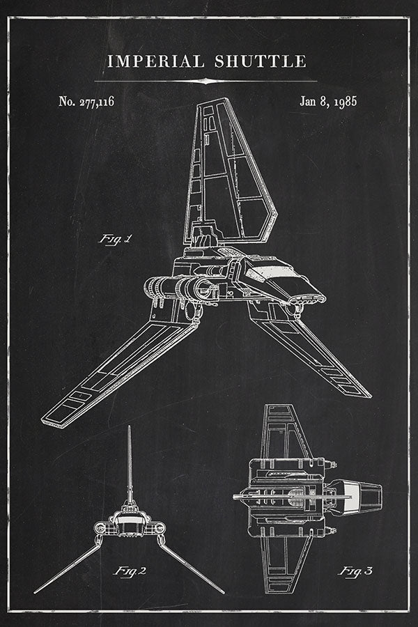 Poster Star Wars - Desenho Técnico Imperial Shuttle - Filmes