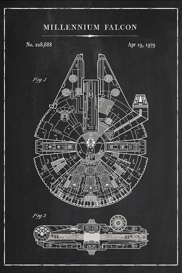 Poster Star Wars - Desenho Técnico Millennium Falcon - Filmes