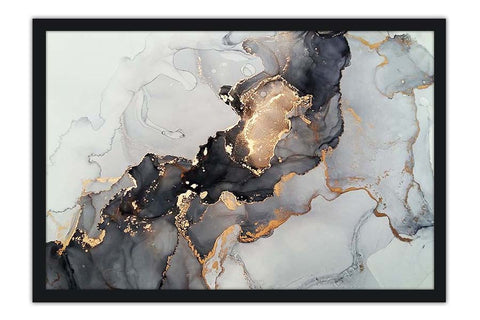 Poster Abstrato - Dourado e Cinza - Arte Decorativa
