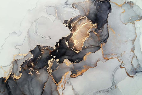 Poster Abstrato - Dourado e Cinza - Arte Decorativa