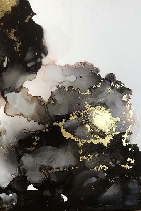 Poster Abstrato - Dourado e Cinza - Arte Decorativa