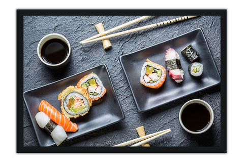 Poster Sushi - Shoyu - Salmão - Temperos - Cozinha - Chef - Comida - Culinária