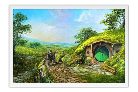 Poster Casa Hobbit no Condado - O Senhor dos Anéis - Obras de Arte - Moldura branca