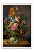 Poster Blumenstück - Natureza Morta com Flores - Franz Xaver Gruber - Obras de Arte - Moldura branca