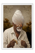 Poster Retrato de Homem com Turbante Branco - Obras de Arte - Moldura branca
