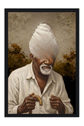 Poster Retrato de Homem com Turbante Branco - Obras de Arte - Moldura preta