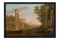 Poster Capriccio with Ruins of the Roman Forum - Claude Lorrain - Obras de Arte - Moldura preta