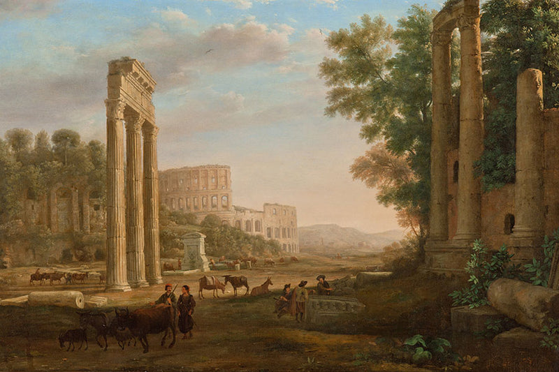 Poster Capriccio with Ruins of the Roman Forum - Claude Lorrain - Obras de Arte - Pôster sem moldura