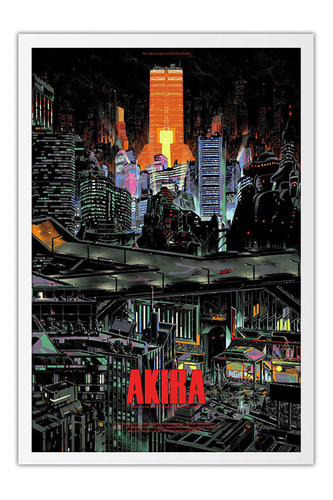 Poster Akira - Cyberpunk - Clássico - Cult - Animes - Moldura branca