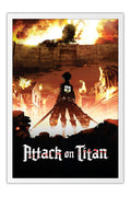 Poster Attack on Titan - Shingeki no Kyojin - Animes - Moldura branca