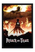 Poster Attack on Titan - Shingeki no Kyojin - Animes - Moldura preta