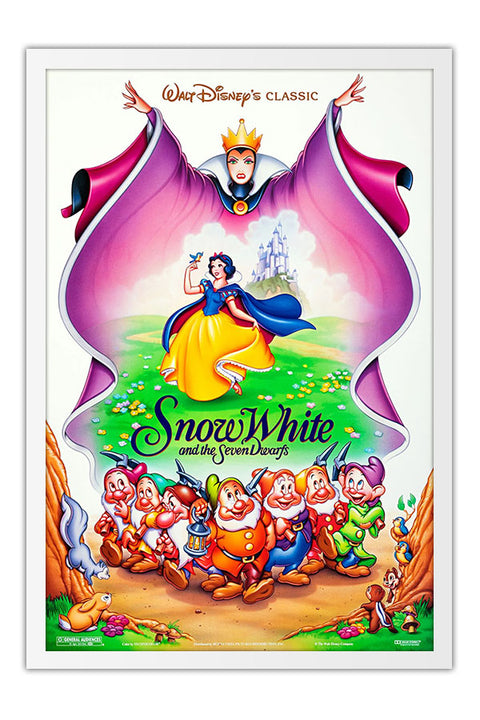 Poster Branca de Neve e os Sete Anões - Snow White - Disney - Vintage - Filmes - Moldura branca