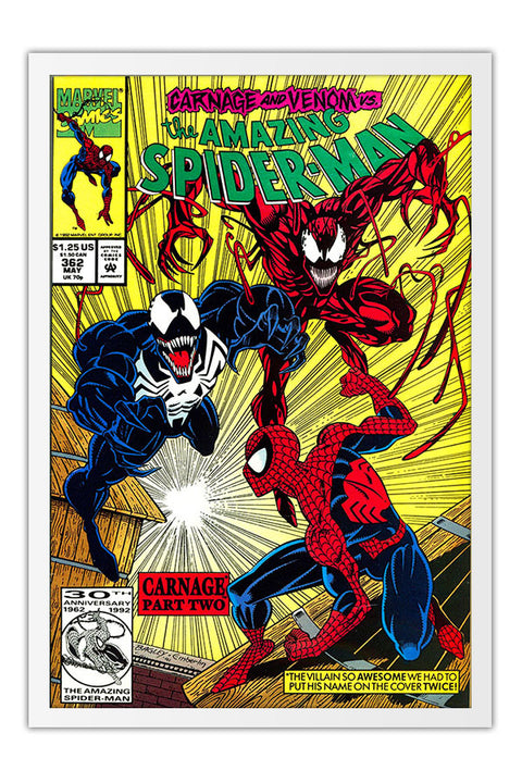 Poster Homem-Aranha - Spider-Man - Marvel - Vintage - Quadrinhos - Moldura branca