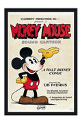 Poster Mickey Mouse Pluto Walt - Disney - Vintage - Quadrinhos - Moldura preta