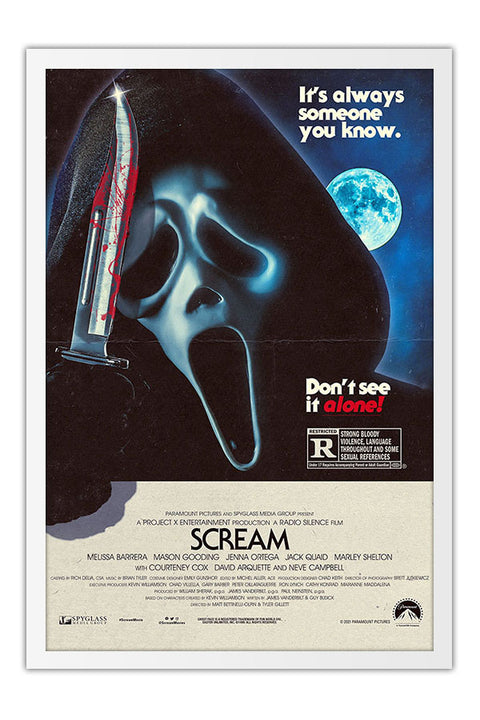 Poster Pânico - Scream - Ghostface - Terror - Cult - Filmes - Moldura branca