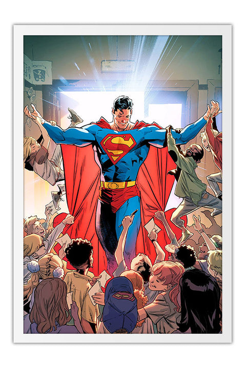 Poster Superman o Filme Christopher Reeve - Vintage - Clássico - Filmes - Moldura branca