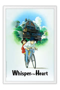 Poster Sussurros do Coração - Whisper of the Heart - Studio Ghibli - Animes - Moldura branca