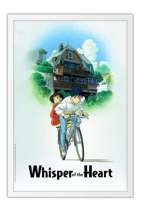 Poster Sussurros do Coração - Whisper of the Heart - Studio Ghibli - Animes - Moldura branca