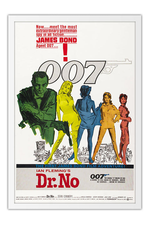 Poster 007 Contra o Satanico Dr no James Bond - Clássico - Vintage - Filmes - Moldura branca