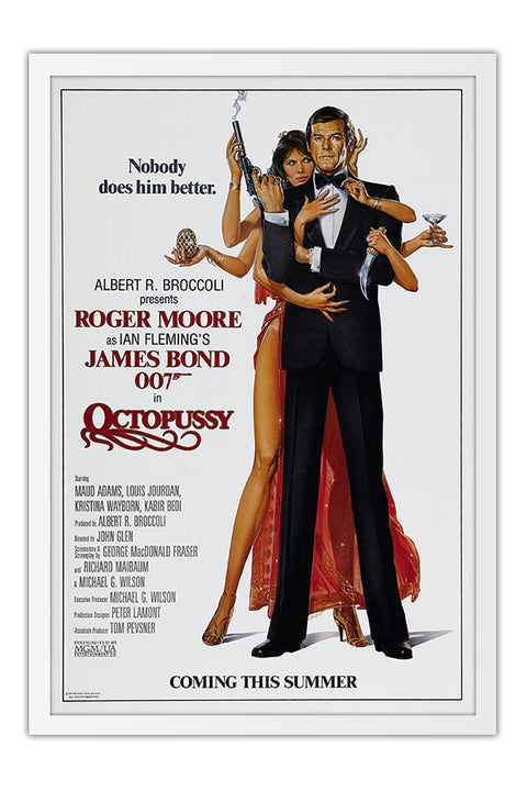 Poster 007 Octopussy James Bond - Vintage - Filmes - Moldura branca
