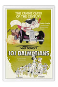 Poster 101 Dalmatas - Disney - Vintage - Clássico - Filmes - Moldura branca
