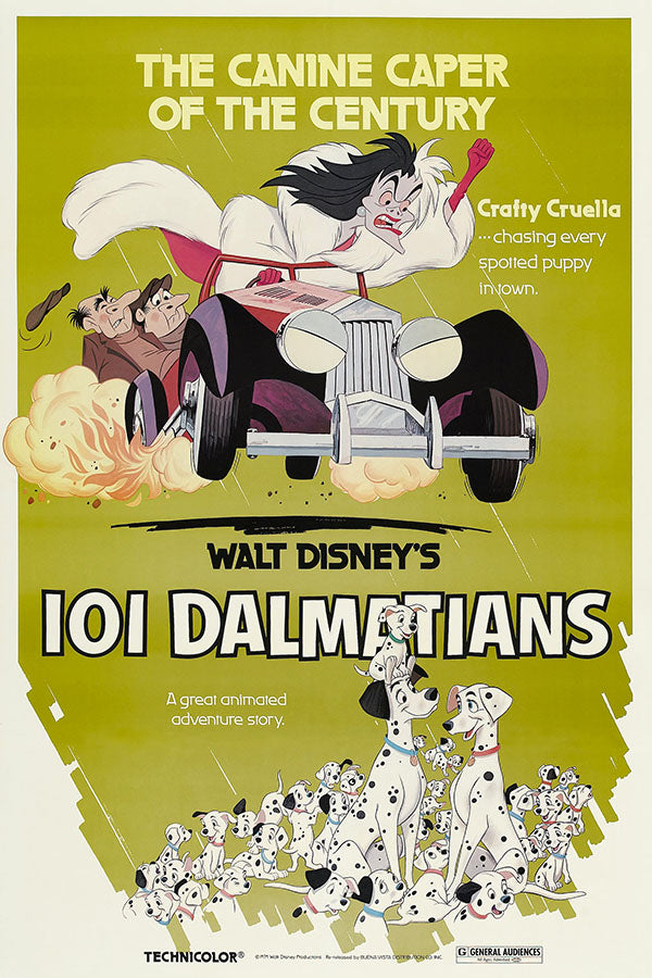 Poster 101 Dalmatas - Disney - Vintage - Clássico - Filmes - Pôster sem moldura