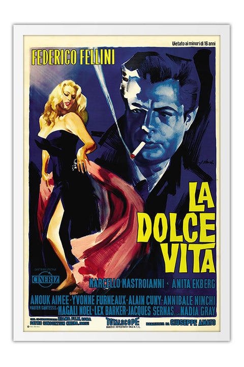 Poster A Doce Vida - La Dolce Vita - Federico Fellini - Cinema - Clássico - Filmes - Moldura branca