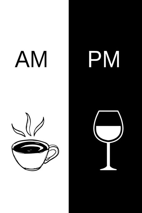 Poster AM/PM - Vinho - Café - Cozinha - Frases