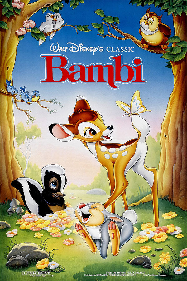 Poster Bambi - Disney - Vintage - Clássico - Filmes - Pôster sem moldura