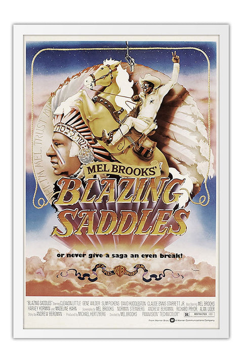 Poster Banze no Oeste Blazing Saddles - Vintage - Cult - Filmes - Moldura branca