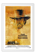 Poster Cavaleiro Solitario Pale Rider Clint Eastwood - Vintage - Faroeste - Filmes - Moldura branca