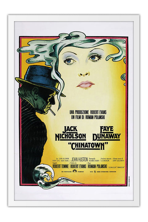 Poster Chinatown Jack Nicholson - Clássico - Vintage - Filmes - Moldura branca
