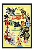 Poster Dumbo - Disney - Vintage - Clássico - Filmes - Moldura preta