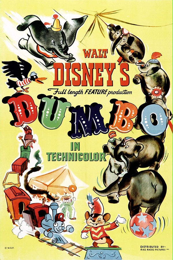 Poster Dumbo - Disney - Vintage - Clássico - Filmes - Pôster sem moldura