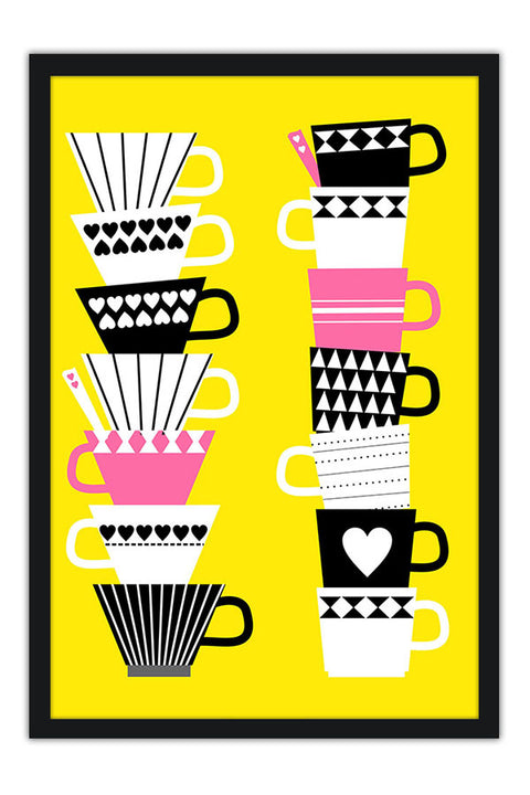 Poster Xicaras de Café - Coffee - Culinária - Chef - Cozinha - Frases - Xícaras - Comida