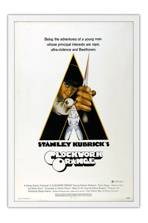 Poster Laranja Mecânica - A Clockwork Orange - Stanley Kubrick - Clássico - Cult - Filmes - Moldura branca
