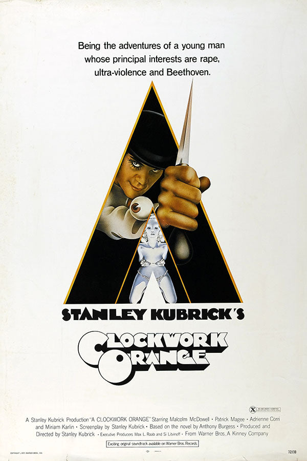 Poster Laranja Mecânica - A Clockwork Orange - Stanley Kubrick - Clássico - Cult - Filmes - Pôster sem moldura